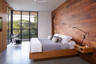Hardwood planks on walls and ceilings
